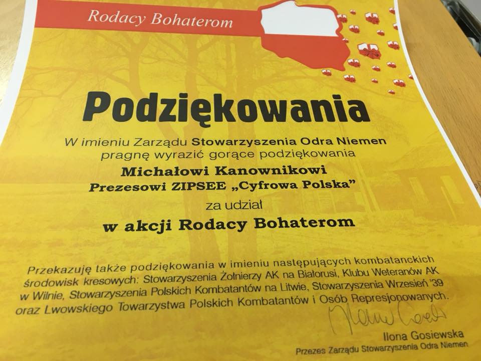ZIPSEE Cyfrowa Polska sponsorem koncertu akcji Rodacy – Bohaterom